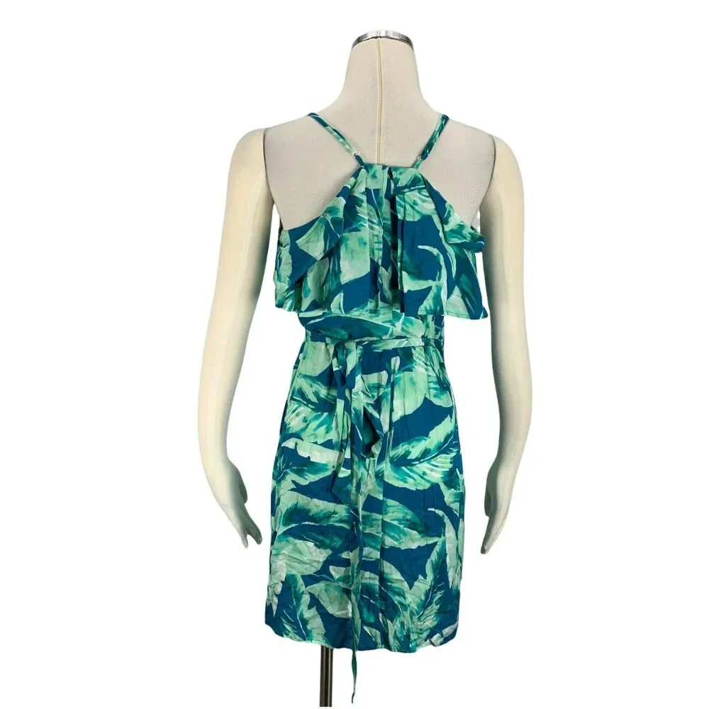Gianni Bini XS Palm Wrap Dress NWT $109 Amy Blue Green Summer Cruise